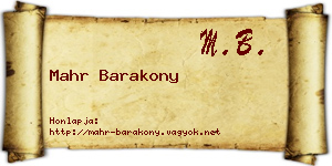 Mahr Barakony névjegykártya